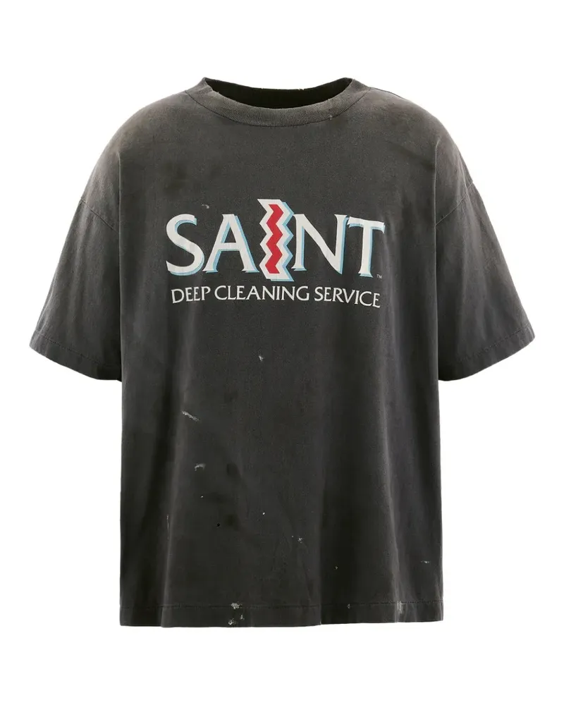 SAINT MXXXXXX graphic-print distressed T-shirt - Schwarz Schwarz