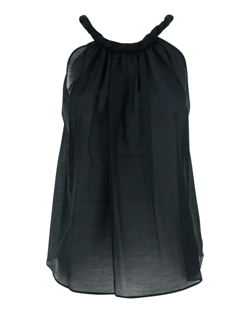 Semicouture braided-neck gathered top - Schwarz Schwarz