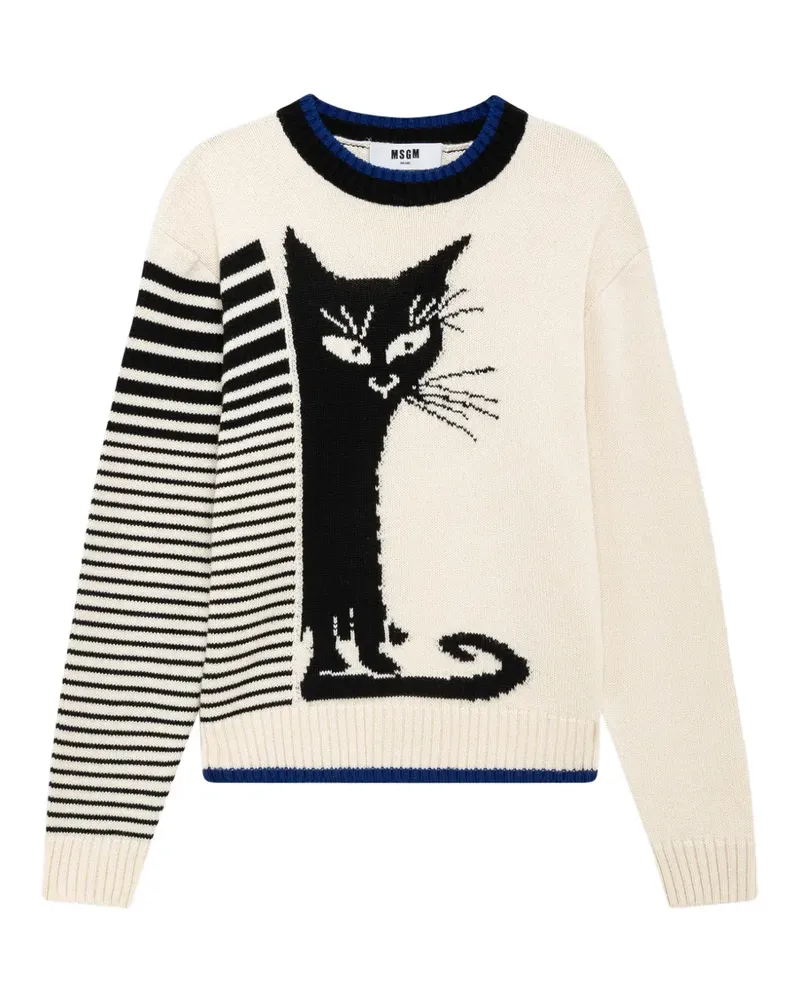 MSGM Pullover mit Katzen-Intarsie - Nude Nude