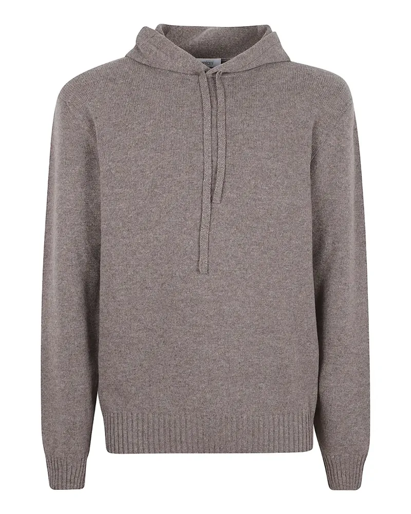 Cruciani drawstring-hood knitted hoodie - Braun Braun