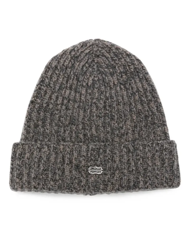 AGNONA ribbed-knit beanie hat - Grau Grau