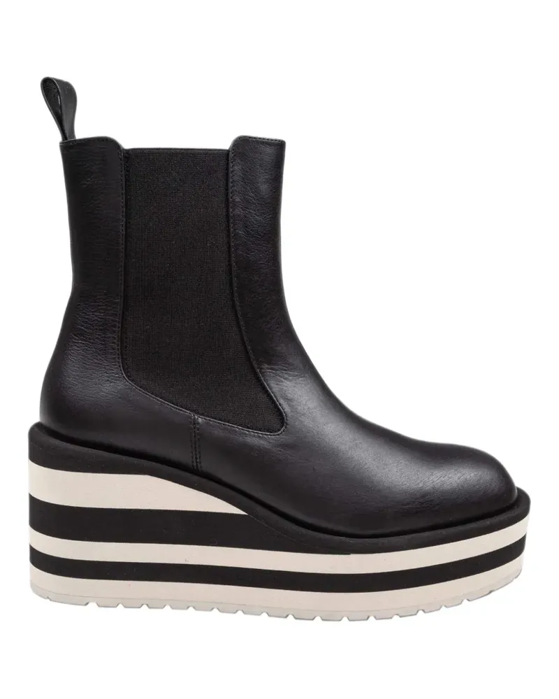 Paloma Barceló Gestreifte Lia Plateau-Stiefeletten - Schwarz Schwarz