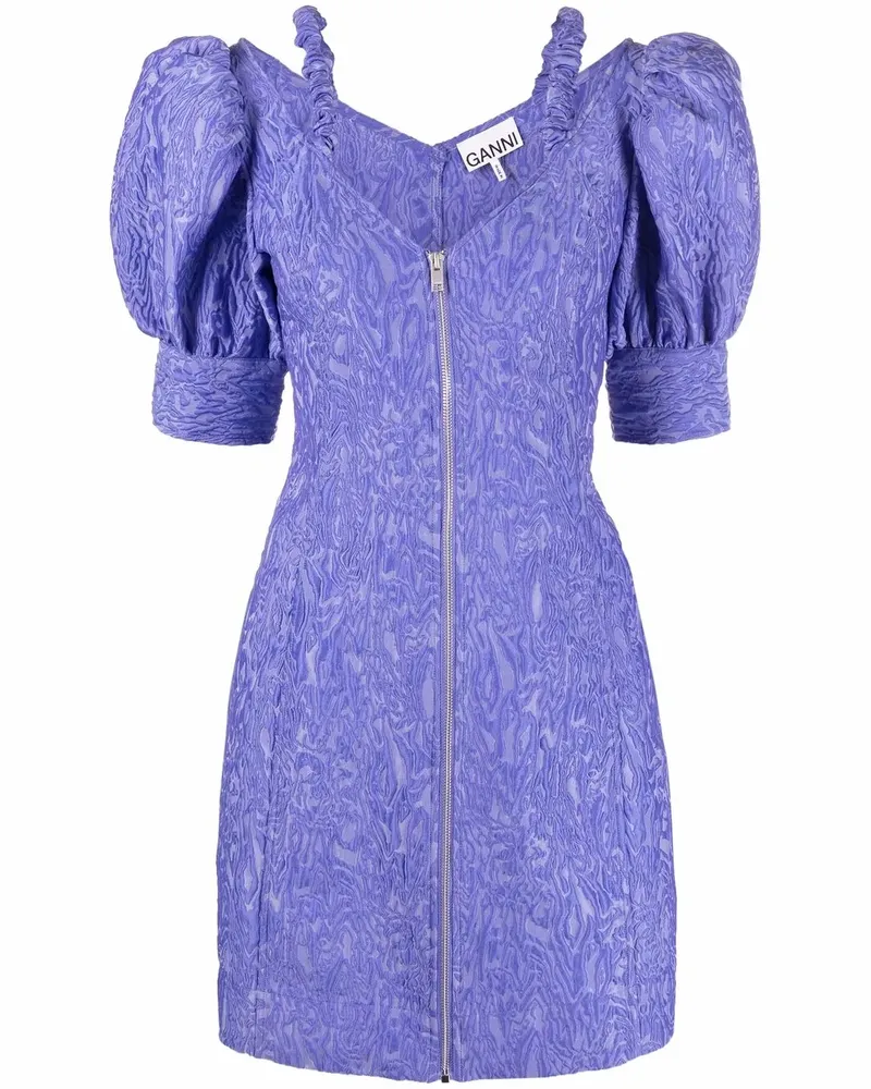 Ganni Minikleid mit V-Ausschnitt - 731 BLUE IRIS 731