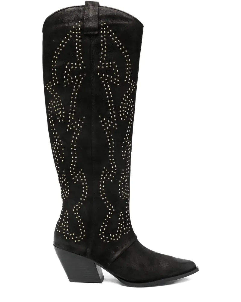 MARC ELLIS Spitze Stiefel mit Nieten 70mm - Schwarz Schwarz