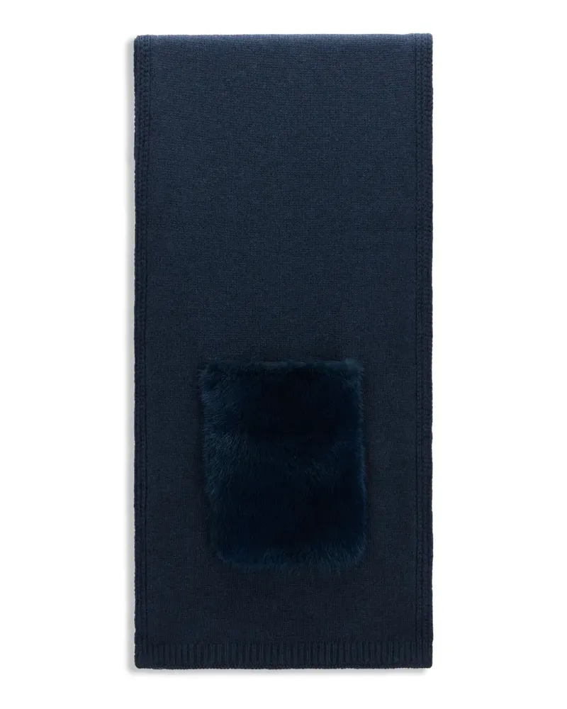 MOORER Schal mit Pelztaschen - Blau Blau