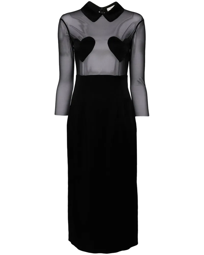 Blumarine Midikleid mit Herz-Patches - Schwarz Schwarz