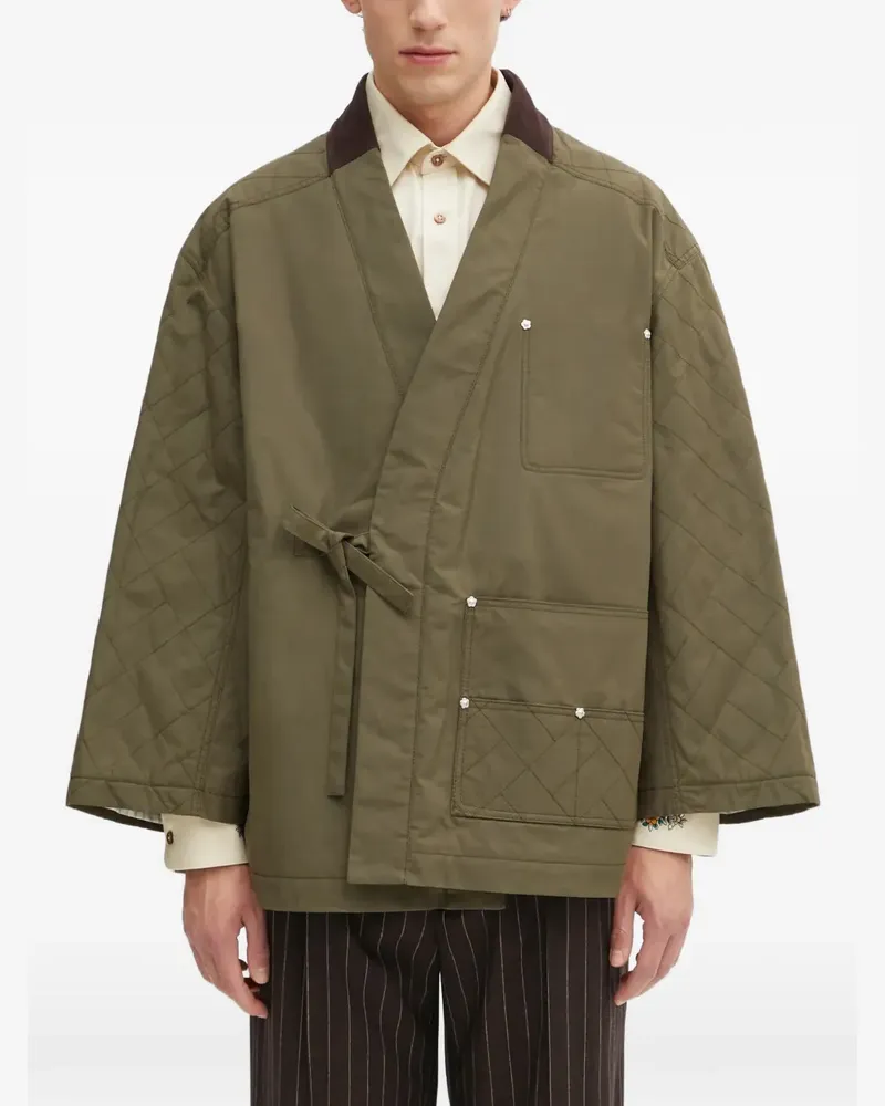 Kenzo Weave quilted tie-detail jacket - Grün Grün