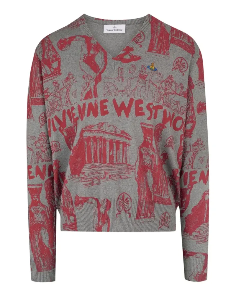 Vivienne Westwood Julian Orb-embroidery V-neck sweater - Grau Grau