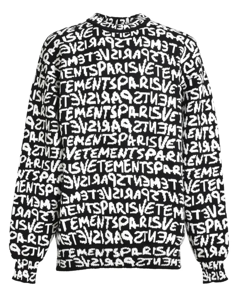 VETEMENTS Pullover mit Intarsien-Logo - Schwarz Schwarz