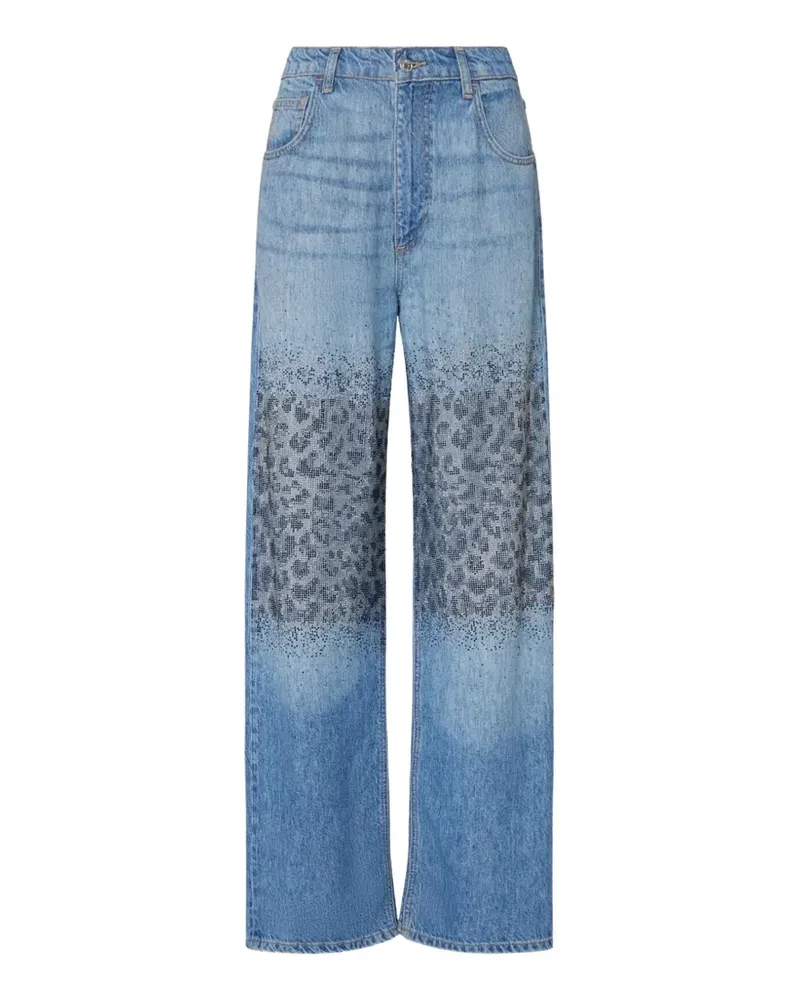 Liu Jo rhinestone leopard-pattern jeans - Blau Blau