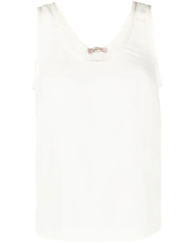 Twin-Set Top mit Wellenkanten - Weiß Weiß