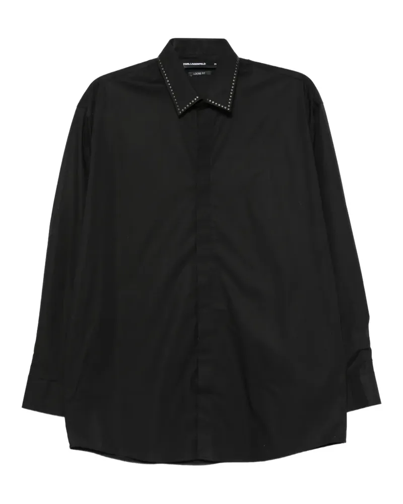 Karl Lagerfeld Loose Fit Hemd mit Nieten - Schwarz Schwarz
