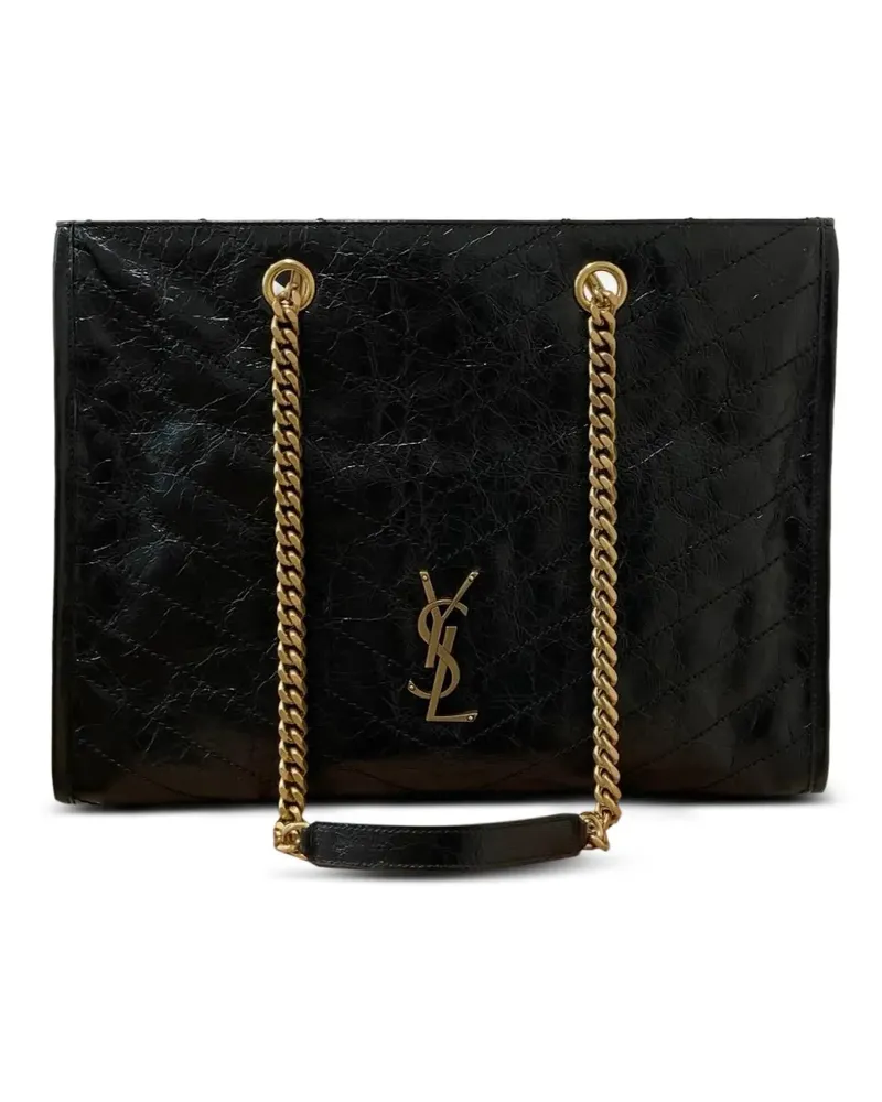 Saint Laurent Mittelgroßer Niki Tote Bag mit Chevron-Steppung - Schwarz Schwarz