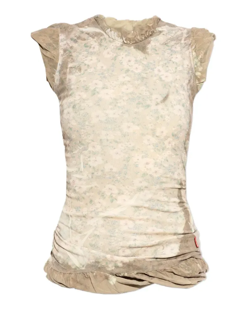 Diesel Gerüschtes Top mit Blumenprint - Grün Grün