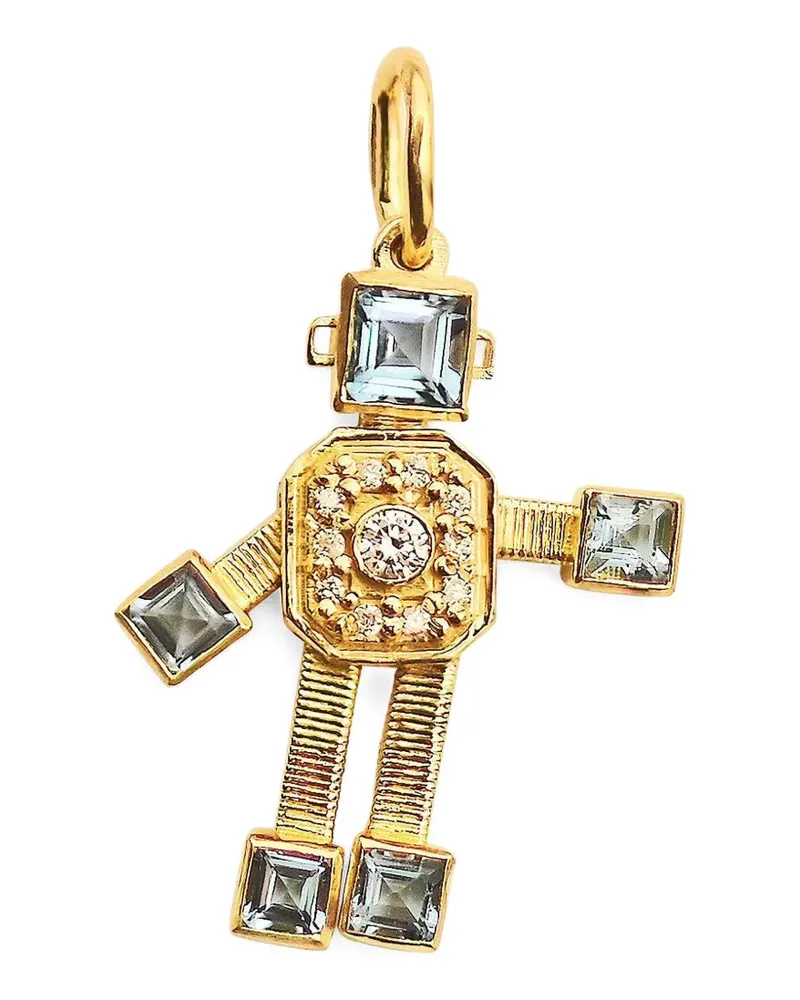 Vans Robot aquamarine and diamond pendant - Gold Gold
