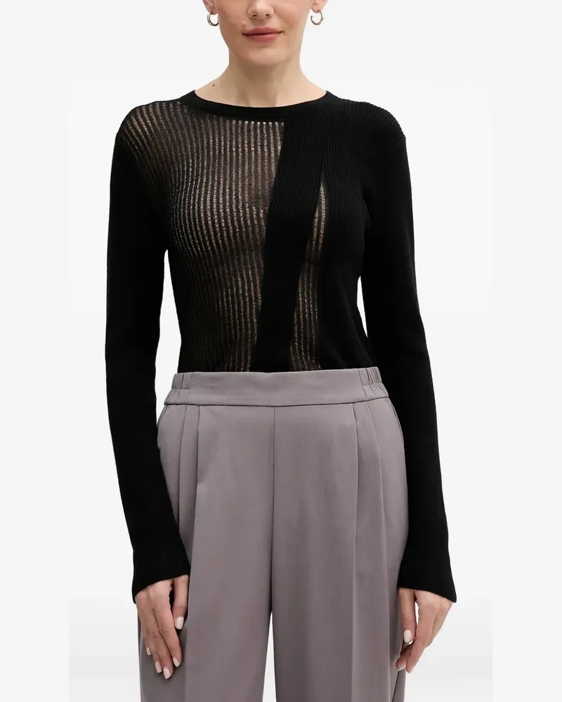 Sisley Gerippter Pullover - Schwarz Schwarz