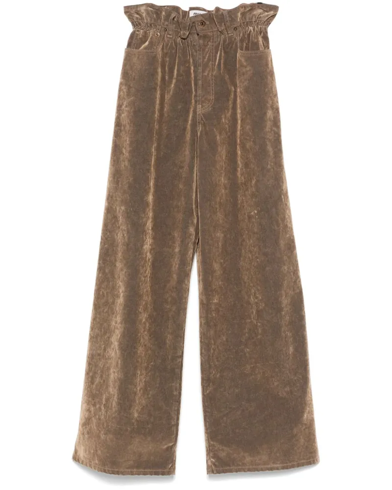 Miu Miu Hose mit Logo-Patch - Braun Braun