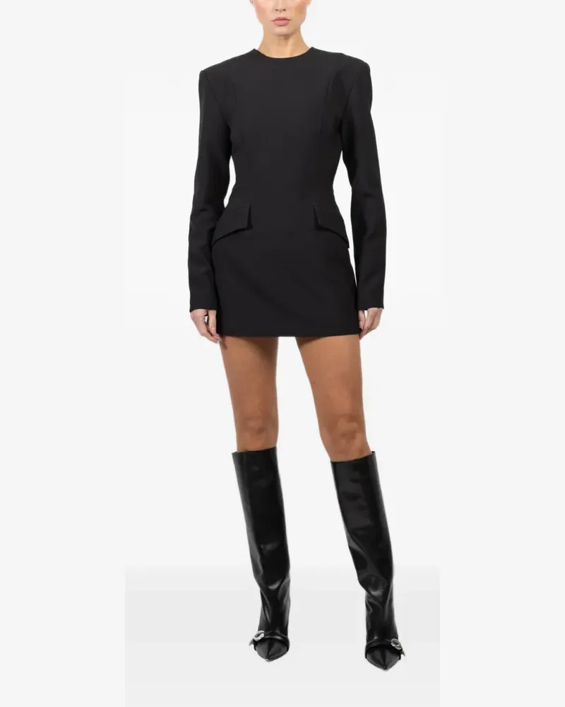 Ronny Kobo Alana padded-shoulder long-sleeve mini dress - Schwarz Schwarz