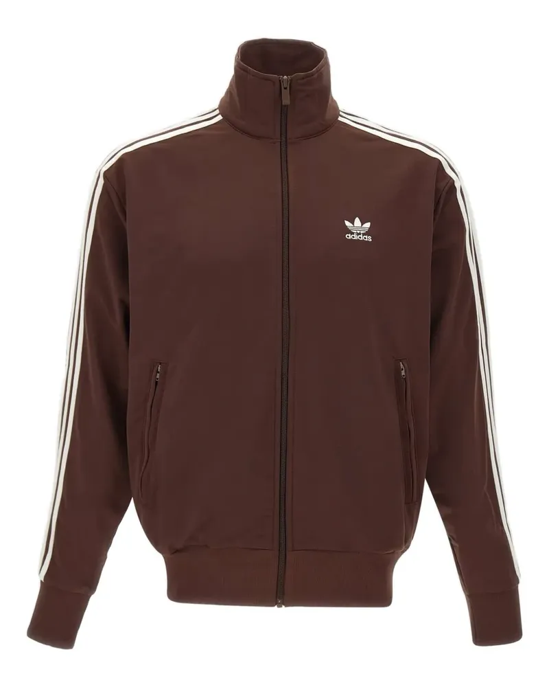 adidas Stehkragen-Sportjacke mit drei Streifen - Braun Braun