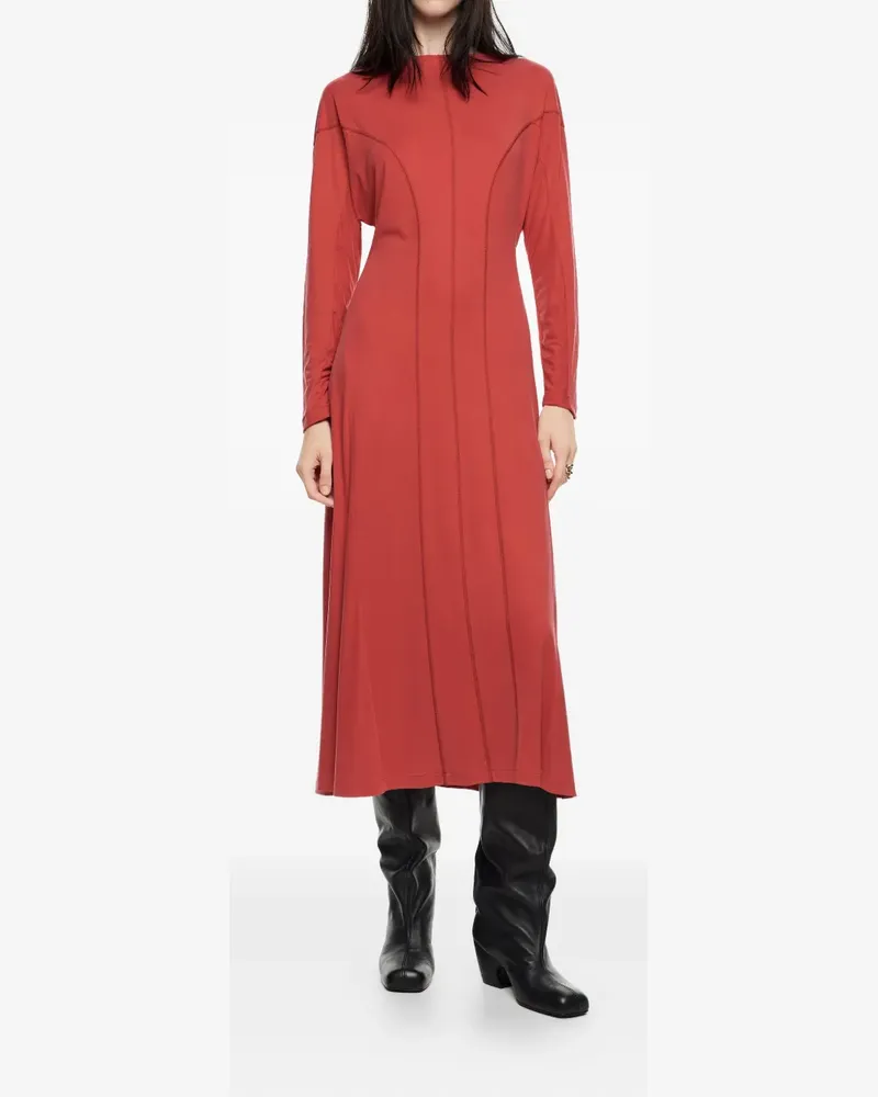 BIMBA Y LOLA Langärmeliges Midikleid mit Nahtdetail - Rot Rot