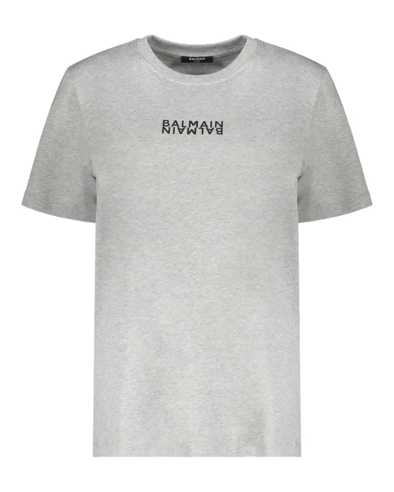 Balmain T-Shirt mit Logo - Grau Grau