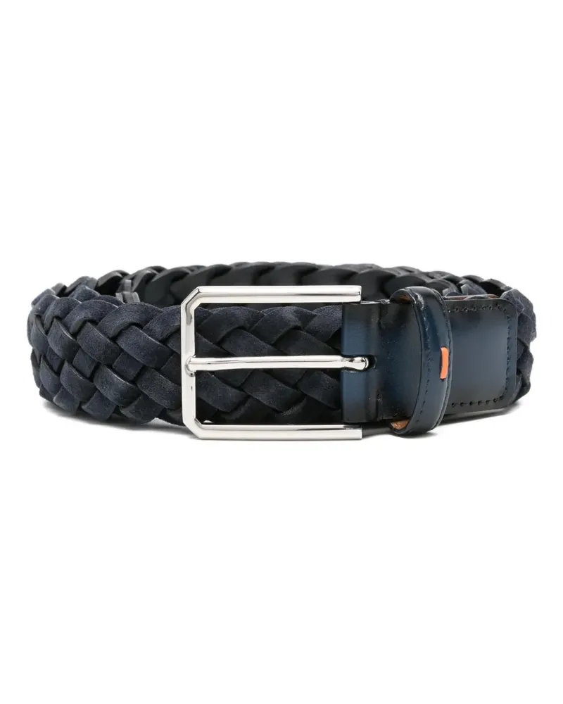 Santoni braided suede belt - Blau Blau