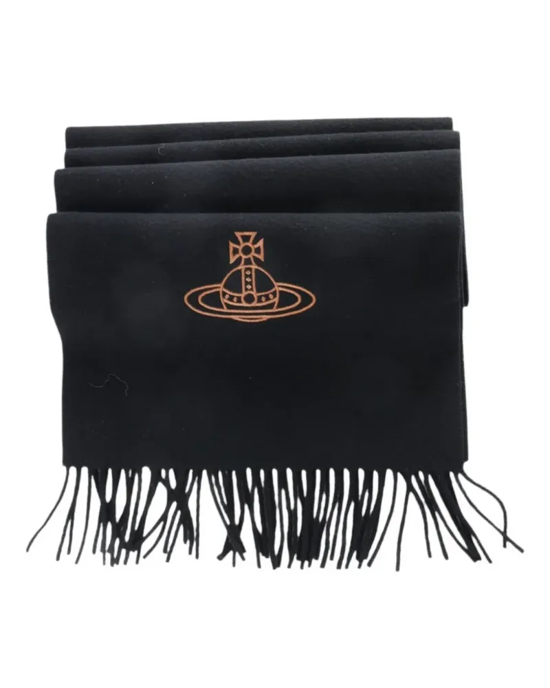 Vivienne Westwood Schal mit Fransen und Orb-Stickerei - Schwarz Schwarz