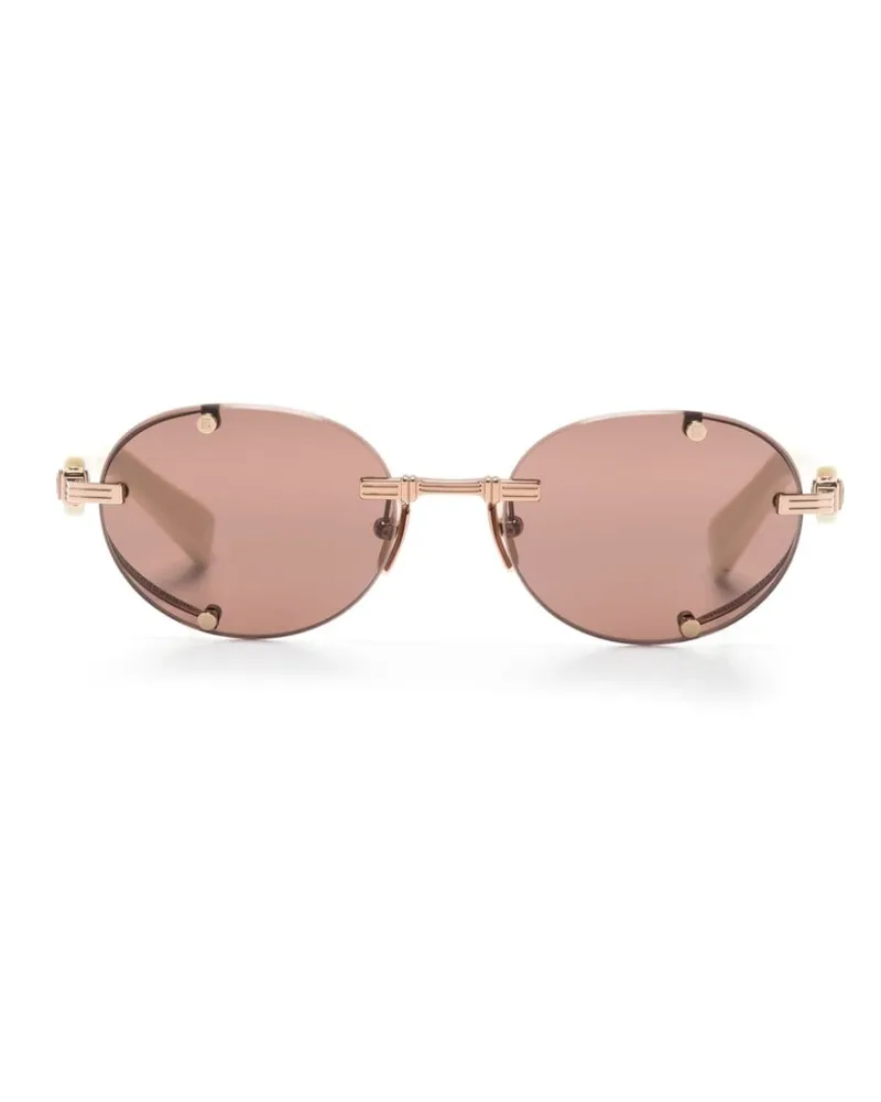 Balmain Monsieur Sonnenbrille mit ovalem Gestell - Weiß Weiß