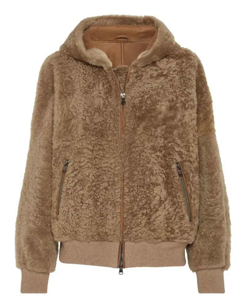 Brunello Cucinelli Shearling-Jacke mit Kapuze - Braun Braun