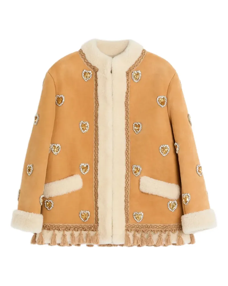 Valentino Garavani Lederjacke mit Stickerei - Nude Nude