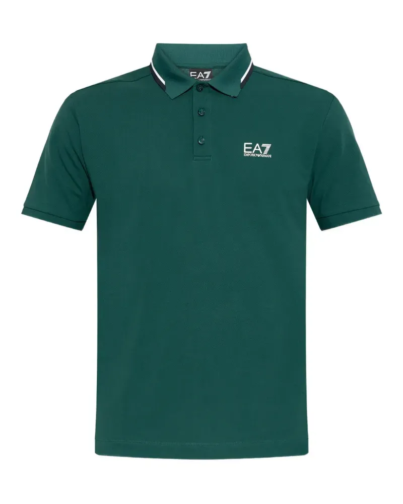EA7 Poloshirt mit Logo-Print - Grün Grün