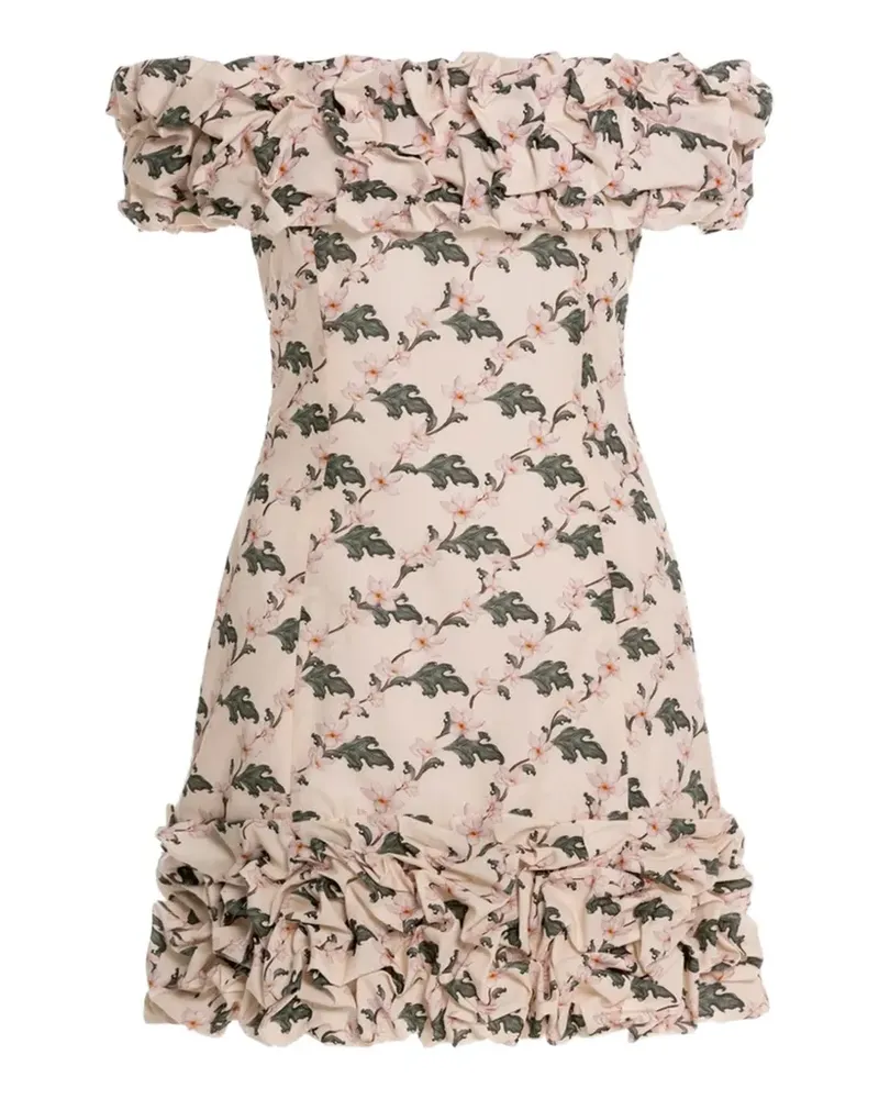 AGUA BENDITA Gerüschtes Jardin Angelo Minikleid - Weiß Weiß
