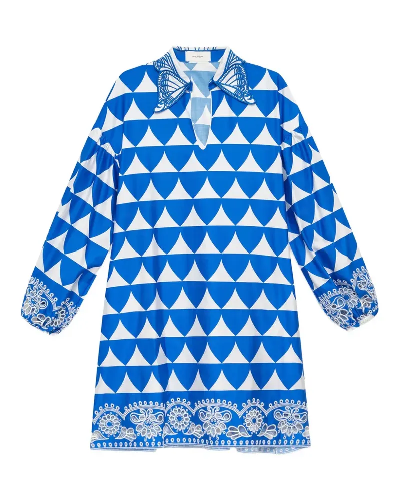 Maliparmi optical-print broderie-anglaise mini dress - Blau Blau