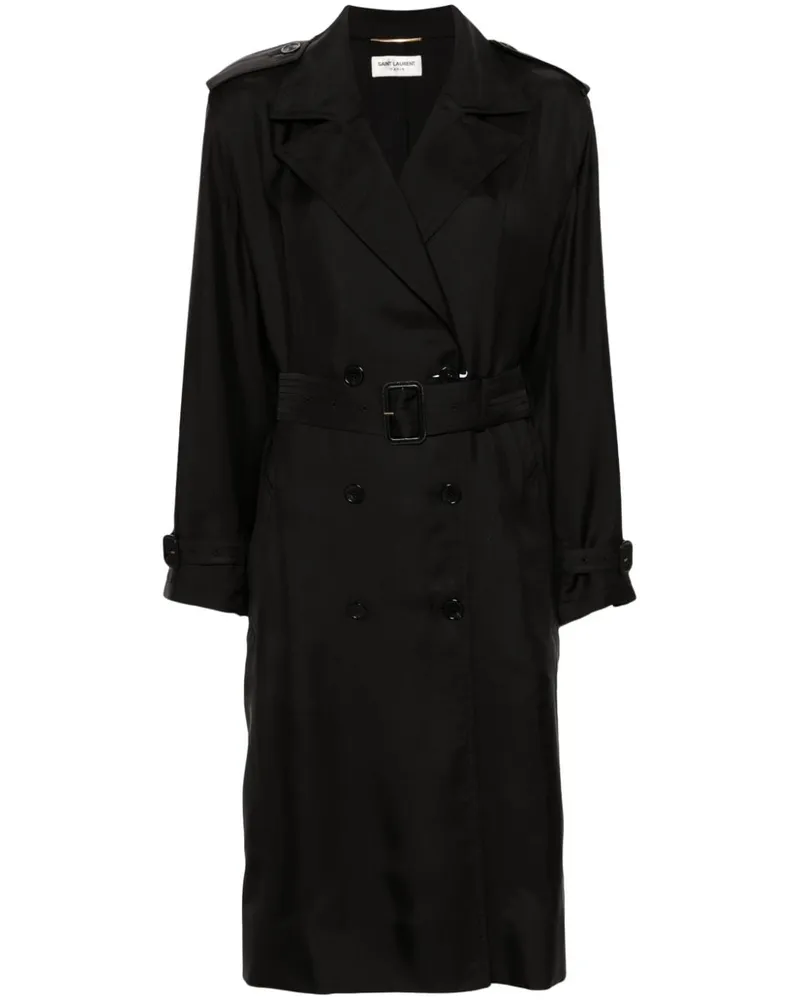 Saint Laurent Trenchcoat aus Seide - Schwarz Schwarz