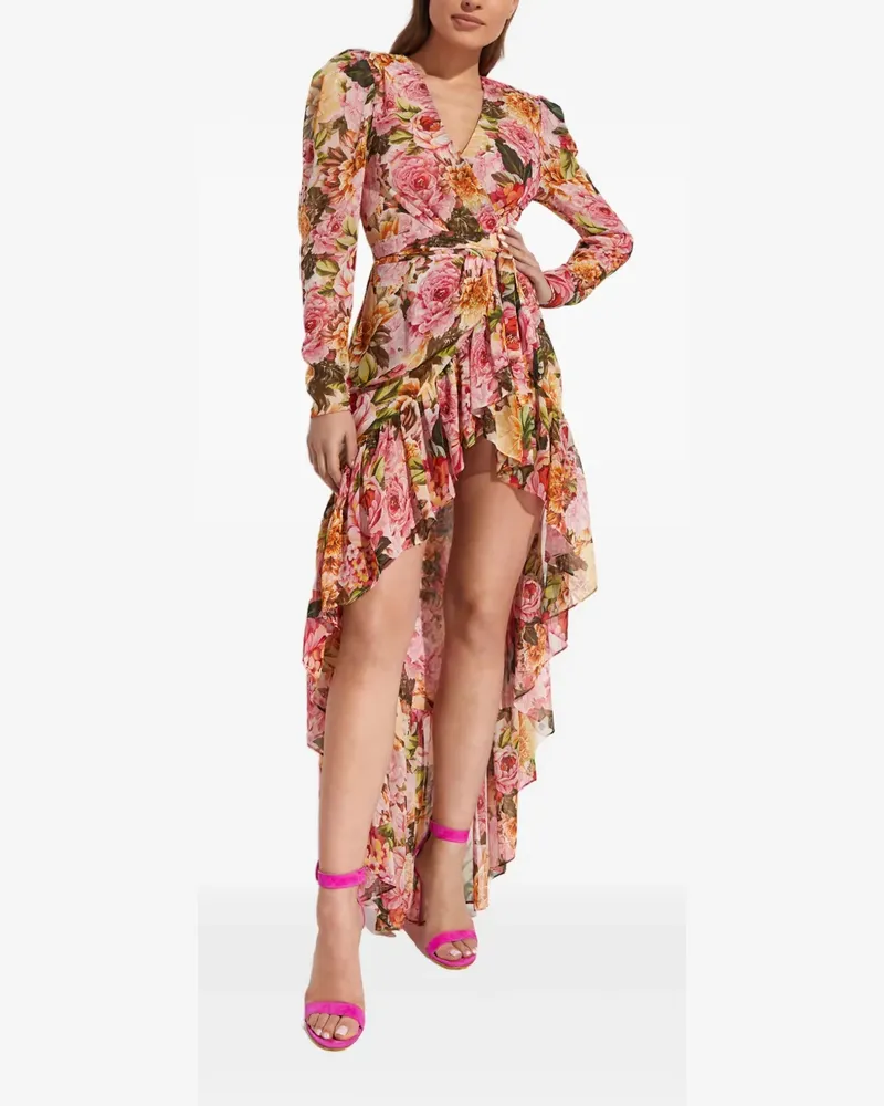 BRONX AND BANCO asymmetric V-neck floral dress - Rosa Rosa