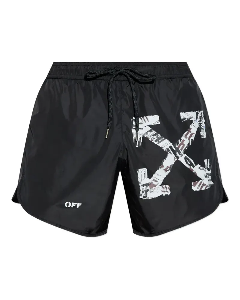 OFF-WHITE Badeshorts mit Vive-Arrow-Print - Schwarz Schwarz