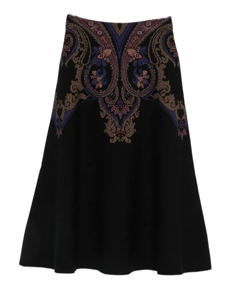 Etro paisley-pattern A-line midi skirt - Schwarz Schwarz