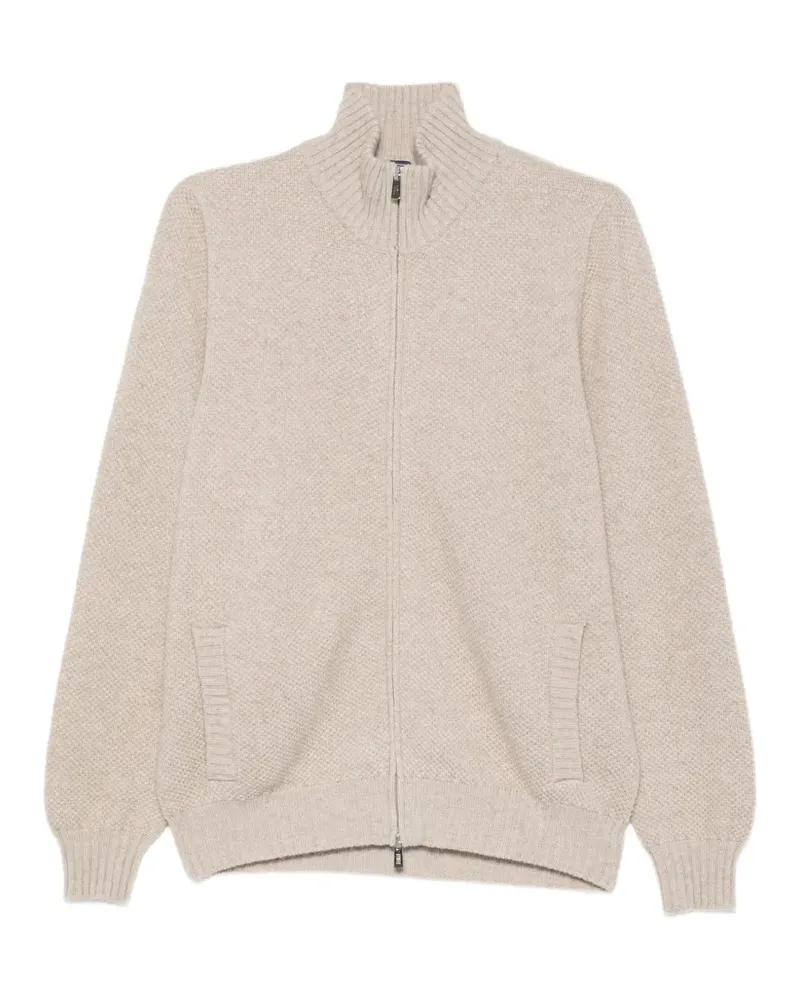 Fedeli Pullover mit Waffelstrickmuster und Reißverschluss - Nude Nude