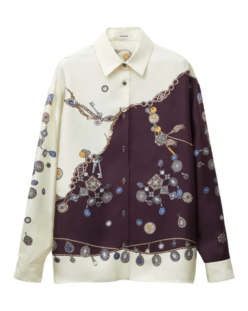 Versace printed silk twill shirt - Nude Nude