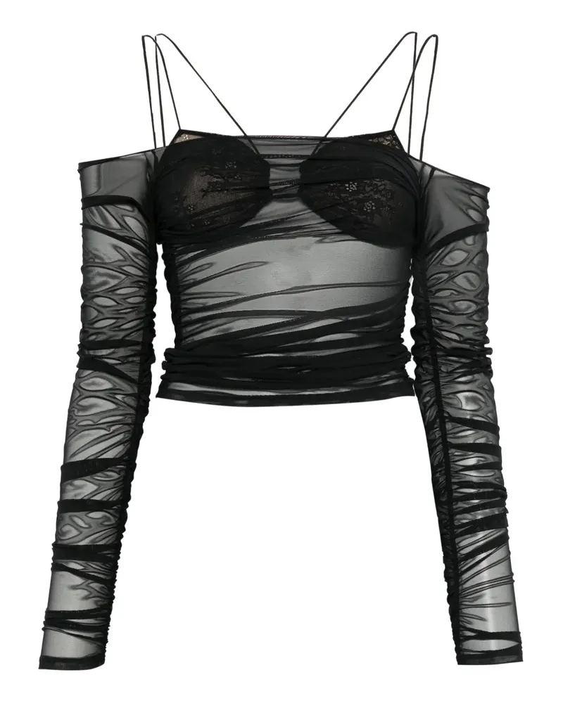 Amazuìn Bluse mit Schnürung - Schwarz Schwarz