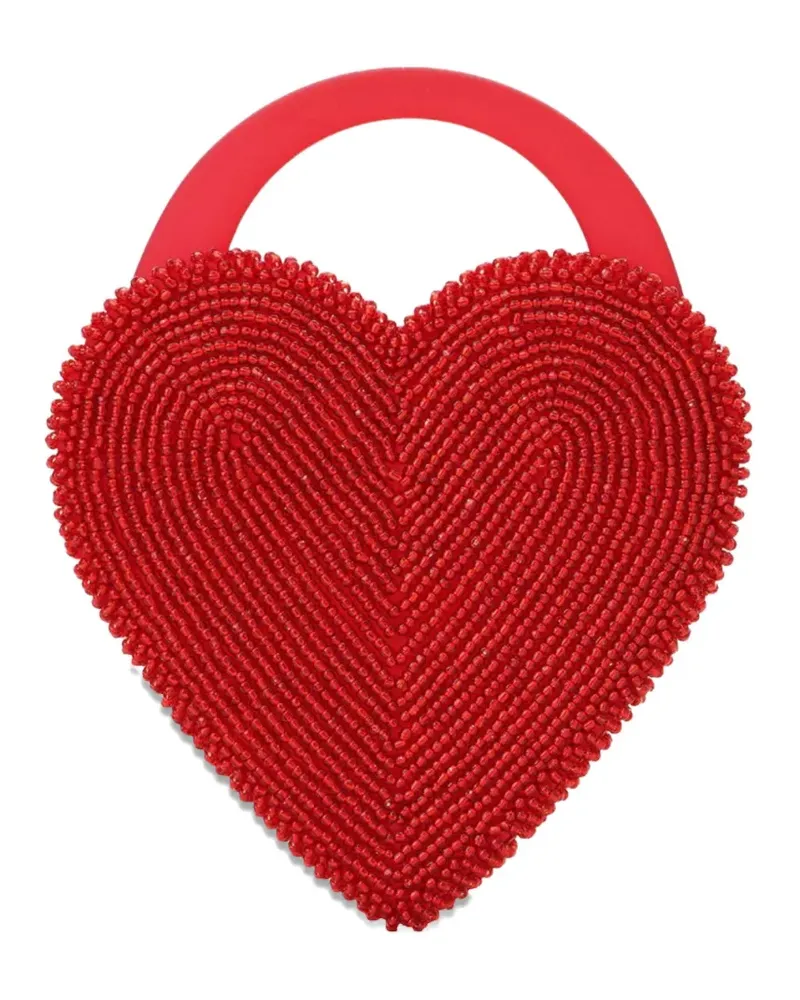 Vanina Reine de Coeur Clutch mit Perlen - Rot Rot