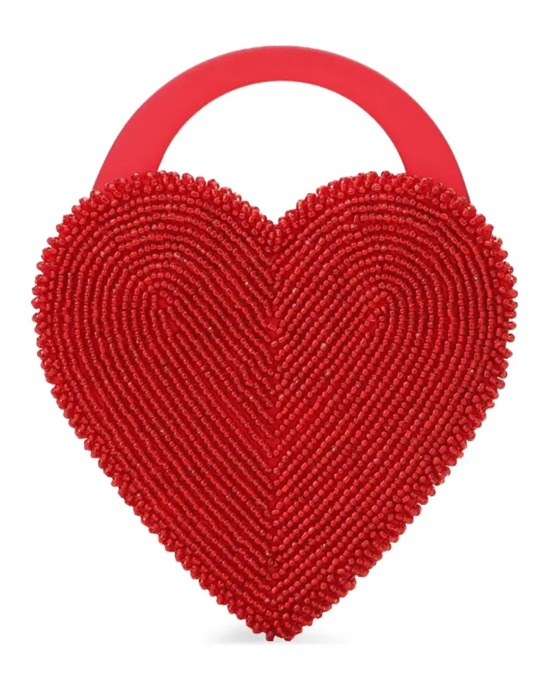 Vanina Reine de Coeur Clutch mit Perlen - Rot Rot