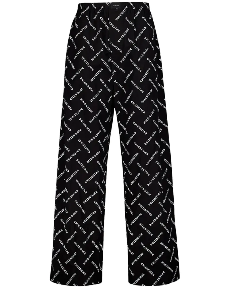 Balenciaga Hose mit Logo-Print - Schwarz Schwarz