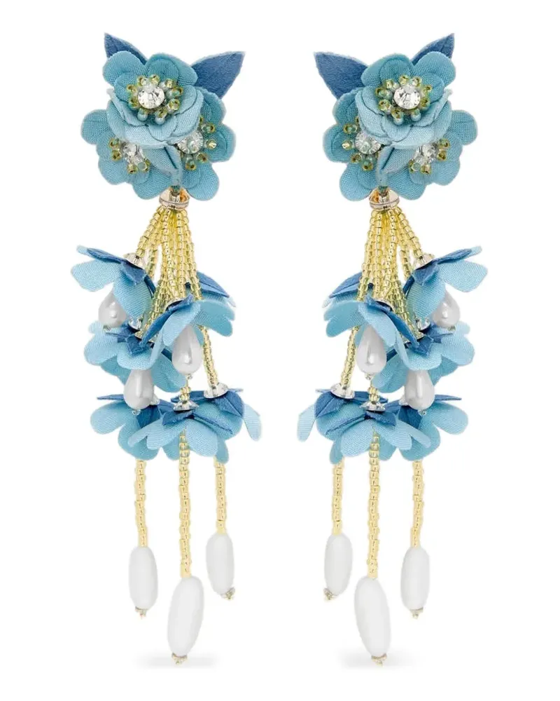 Oscar de la Renta Hängeohrringe mit Blumen - Blau Blau