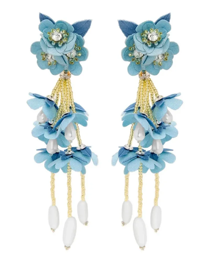 Oscar de la Renta Hängeohrringe mit Blumen - Blau Blau