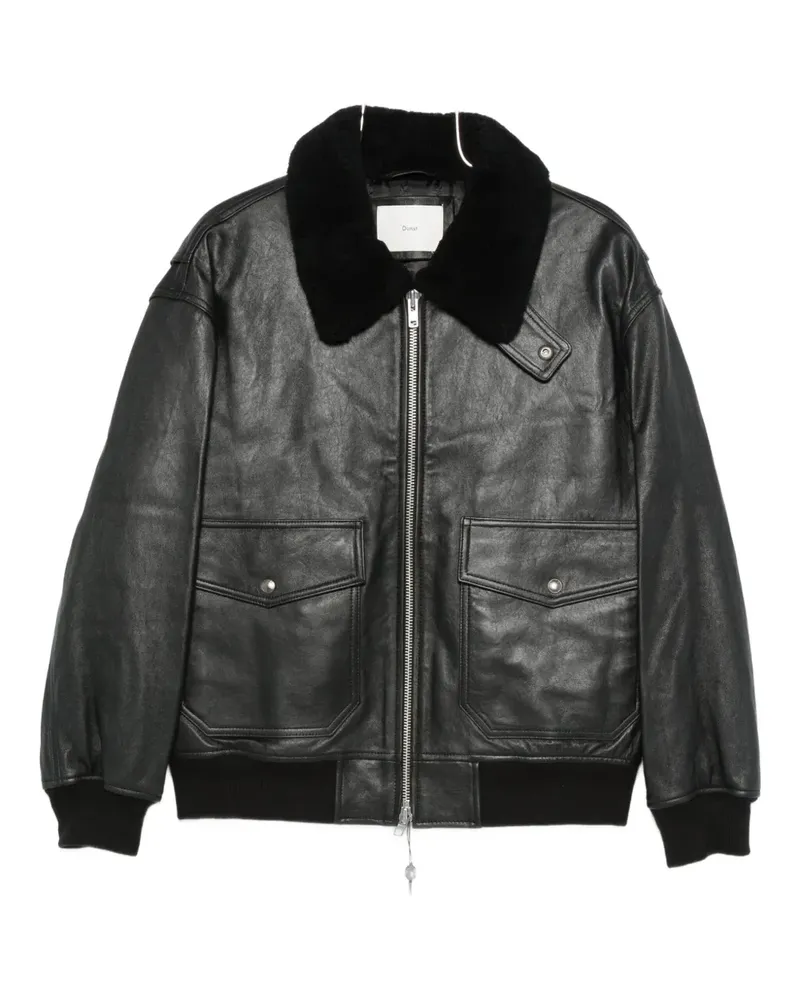 Dunst Lederjacke mit Shearling-Kragen - Schwarz Schwarz