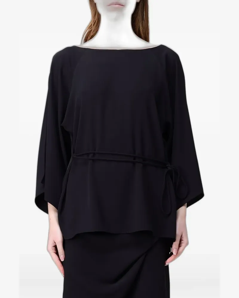 Hanita belted boat-neck blouse - Schwarz Schwarz