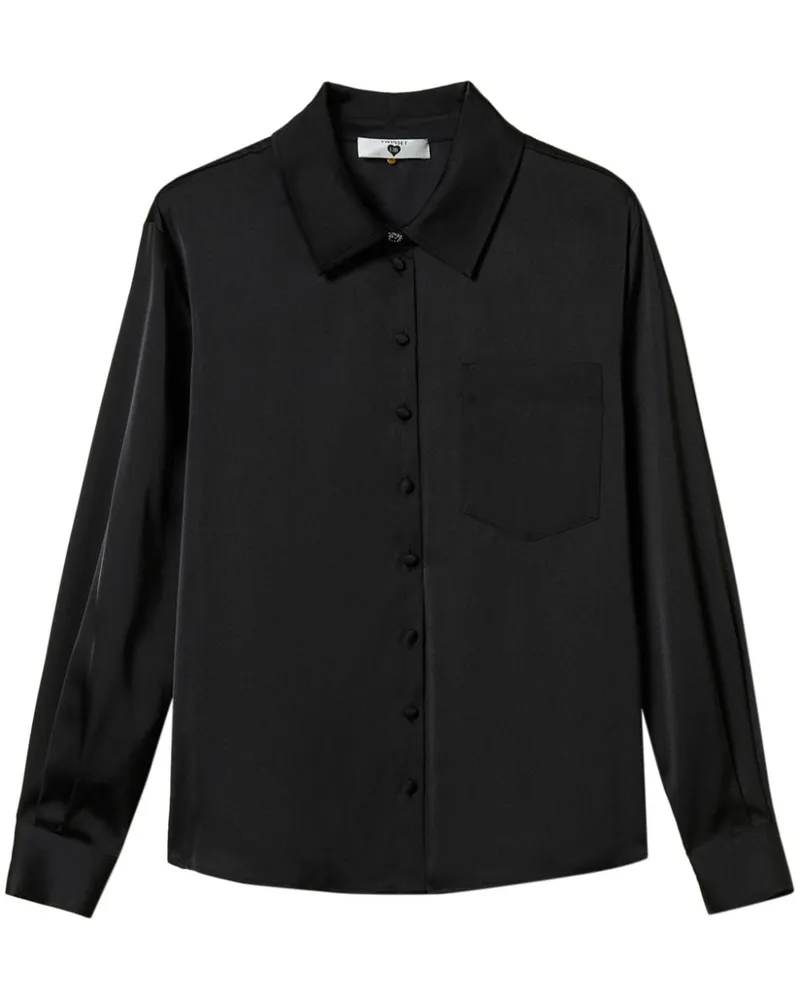 Twin-Set Hemd in Satinoptik - Schwarz Schwarz