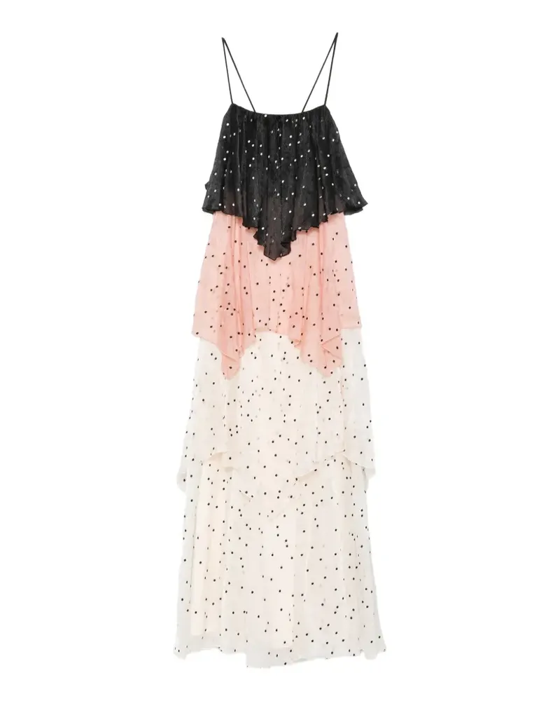 Aje. Gerüschtes Songstress Abendkleid mit Polka Dots - Nude Nude