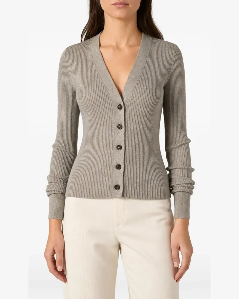 Brunello Cucinelli ribbed-knit V-neck cardigan - Grau Grau